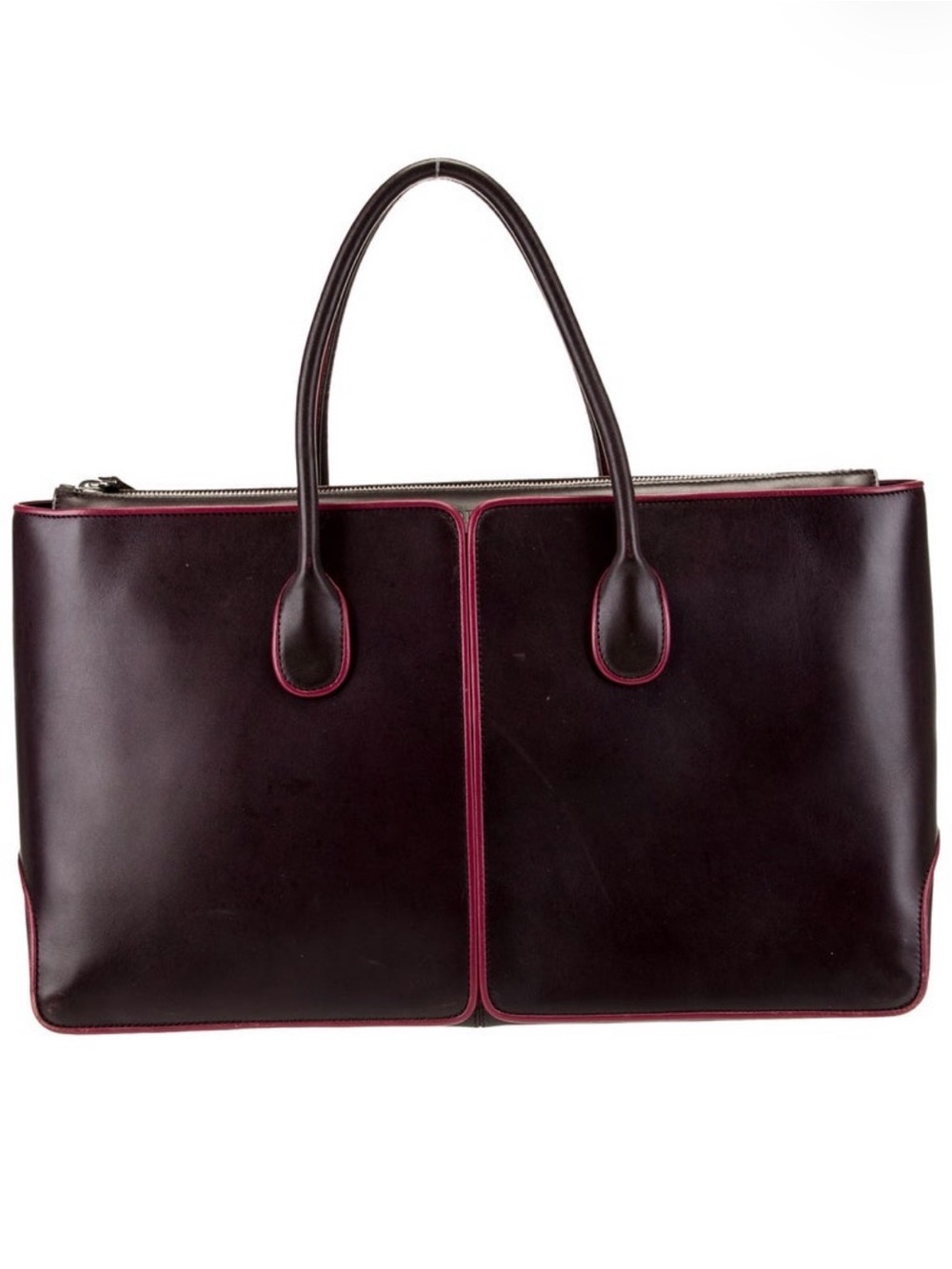 Tod’s Purple Leather Zip Top tote